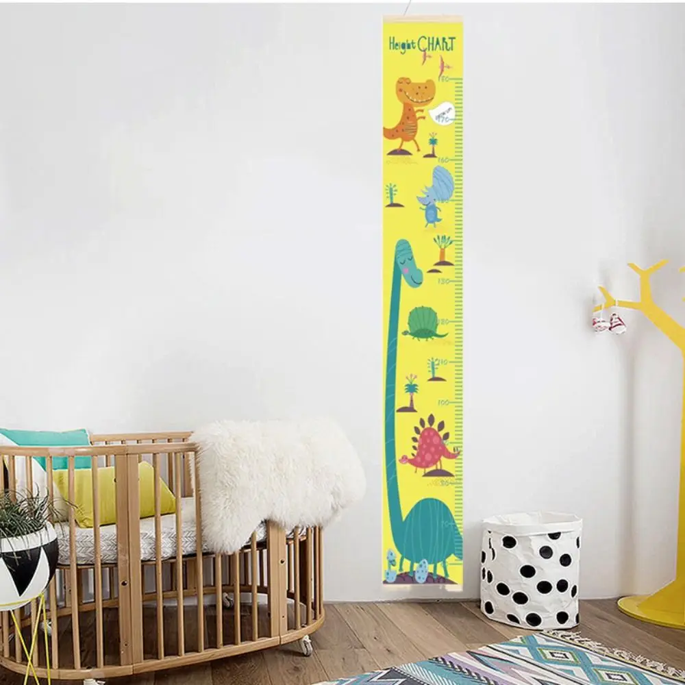 Wall Hanging Children Height Measuring Rulers with Frame Removable Height Measure Chart Roll Up Wooden Baby Growth Chart