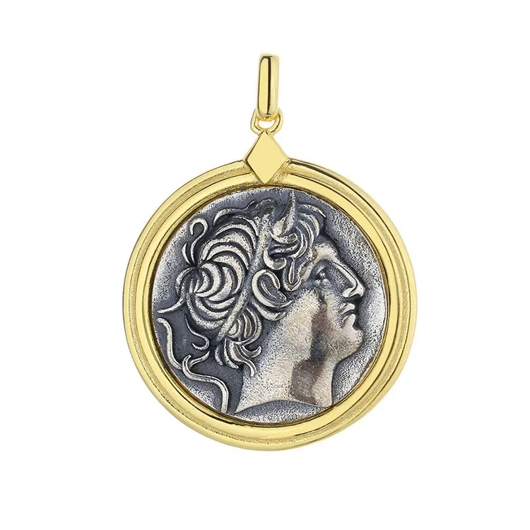 

DMTL-1 ZFSILVER 925 Silver Fashion Luxury Dmitri I Retro Gold Ancient Coin Necklace Pendants Without Chain Women Wedding Jewelry