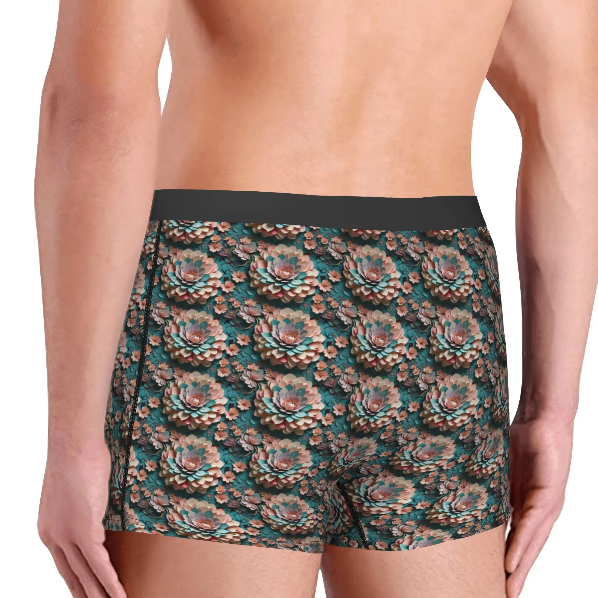 Luxury High 3D Floral Boxers Shorts Mens Fashion Trend 3D Flowers Briefs Underwear Funny Underpants