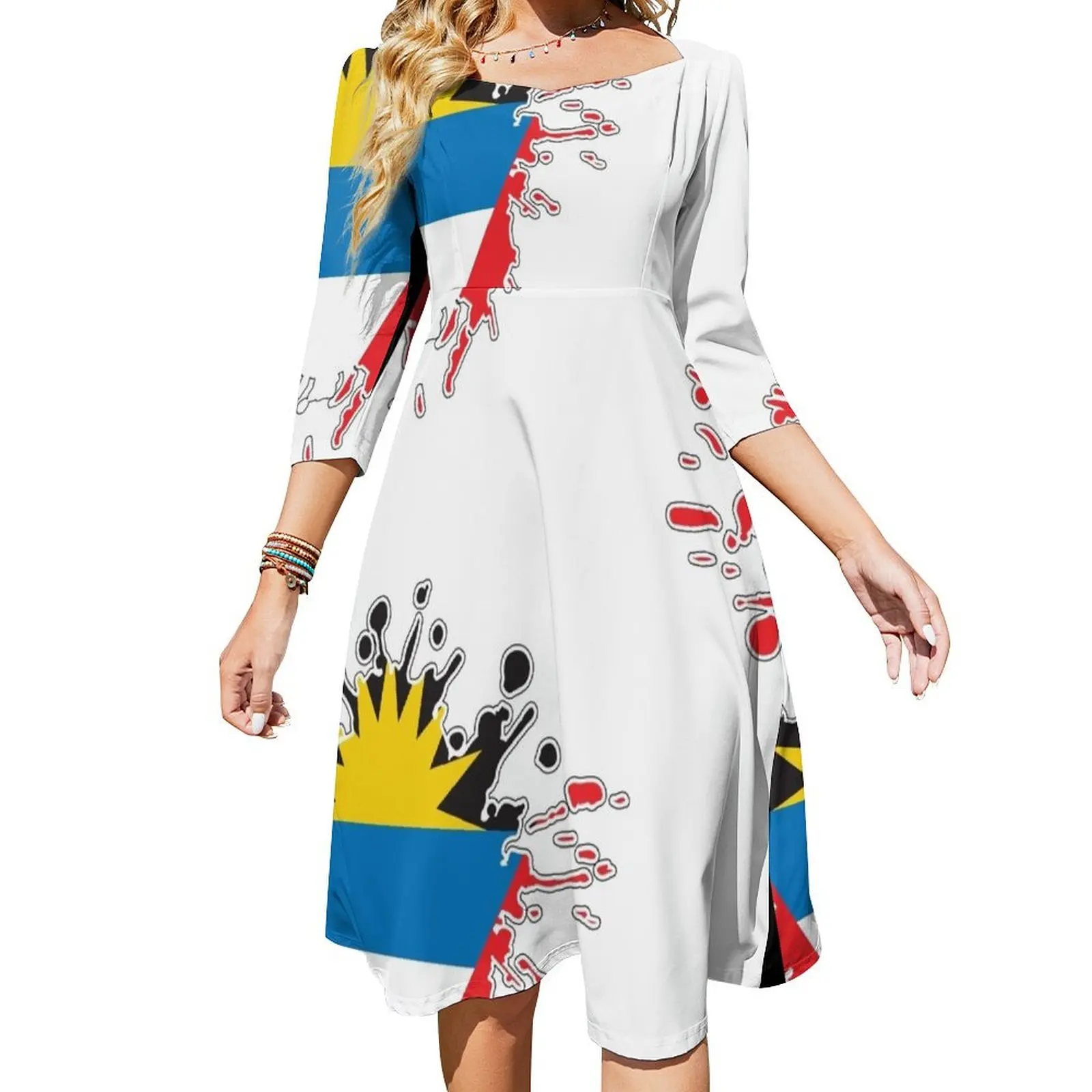 

Antigua and Barbuda National Flag Splash Flare Dress beach dresses elegant dress elegant and pretty women's dresses