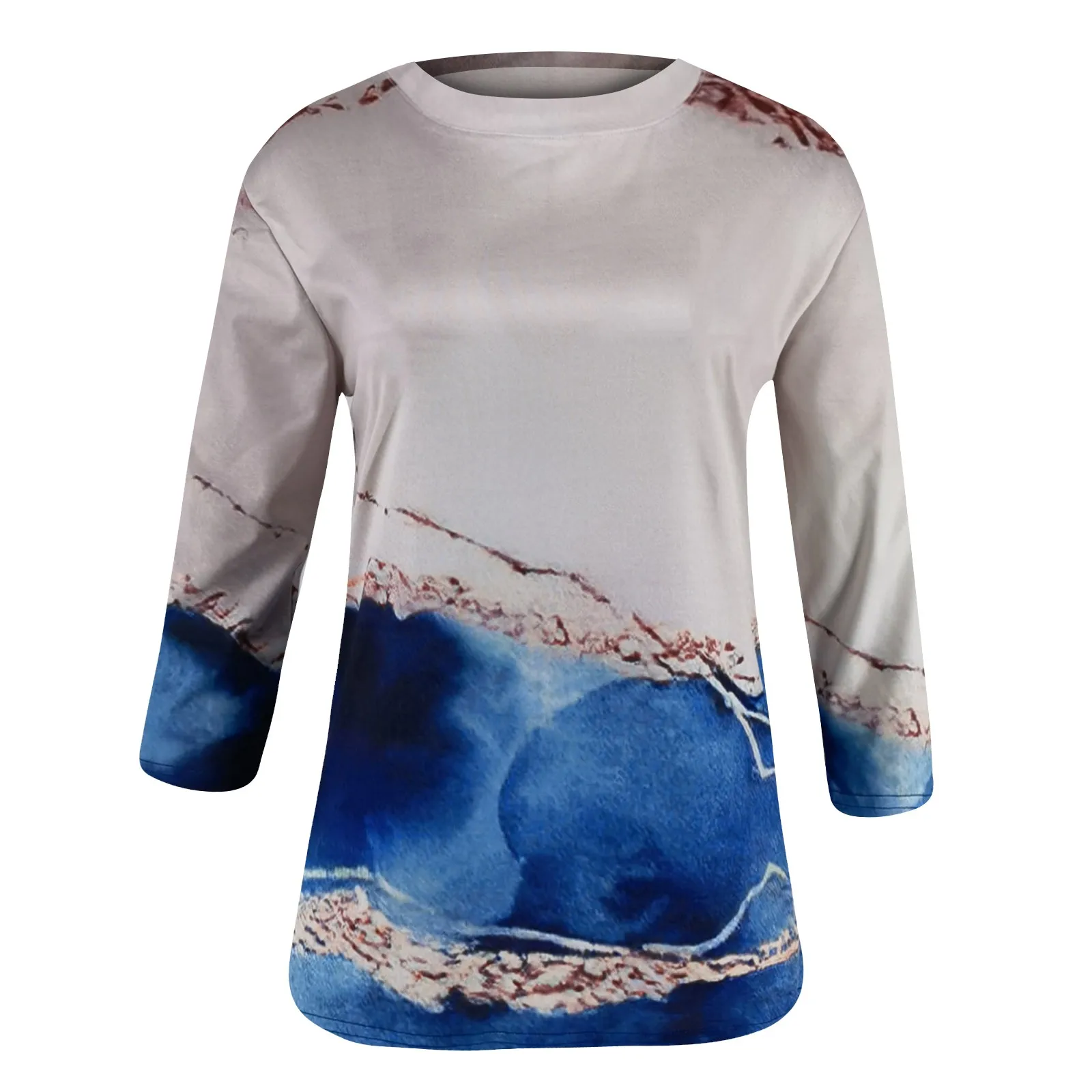 Women\'s Print T Shirt Design Three Sleeved Round Neck Fashion Top Solid T Shirt Women Long Sleeve Tee Women S Long Sleeve Shirt