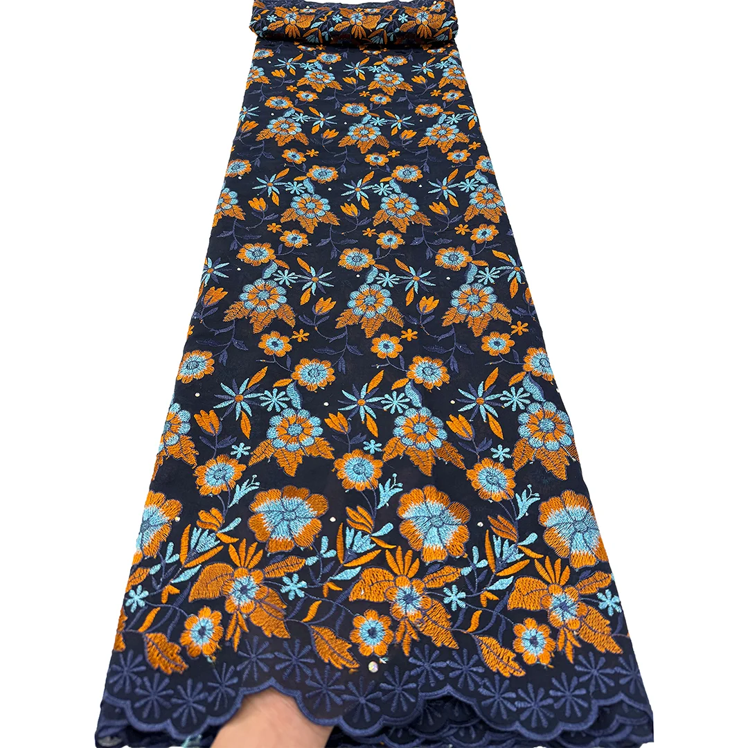 

2026 Newest Design Swiss Voile Lace Fabric French Nigerian Cotton Dry Lace With Stones For Sewing Women Evening Party Dress Sew