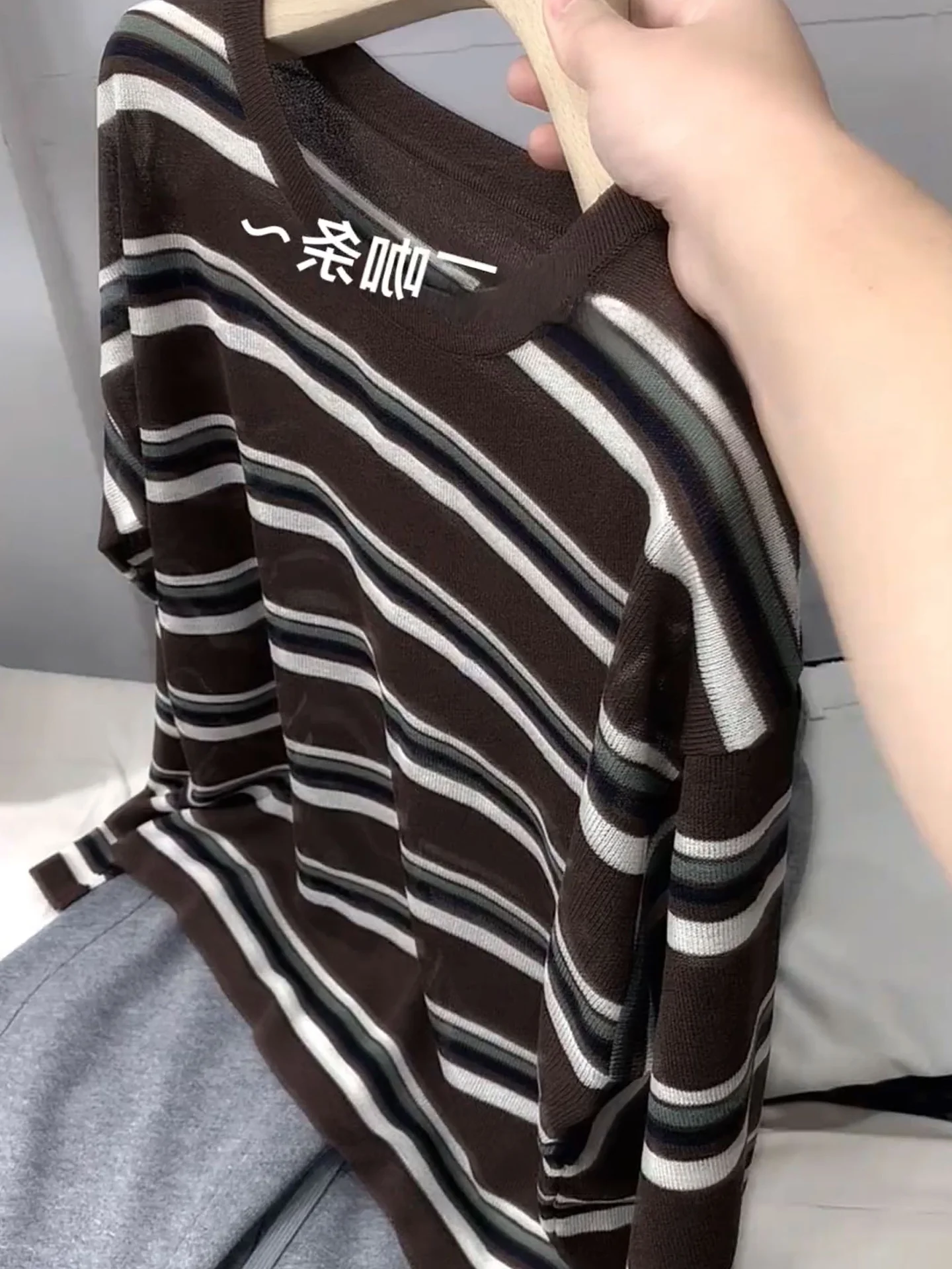 

Retro Patchwork Loose Knitted Long Sve T-irt Simple Base irt Casual Top for Autumn Comfortable Breathable Women's Faion