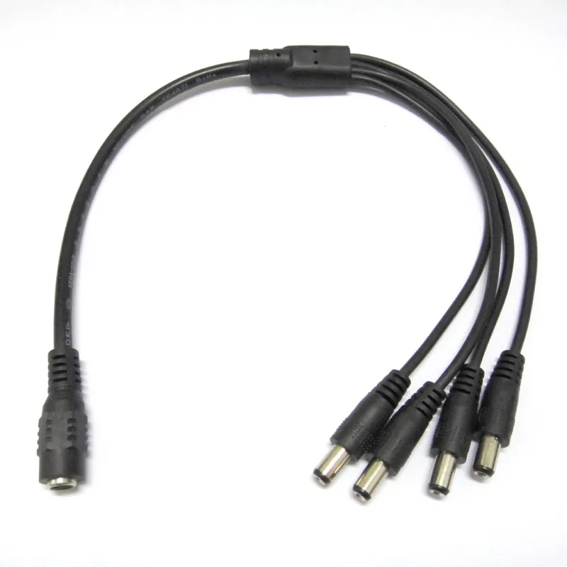 10pcs DC 1 to 4 Power Splitter Cable Adaptor 1 Female to 4 Male Cord For CCTV Camera