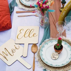 Personalized Name Signs She and Him Married Game 2pcs Wedding Game Activity Wooden Sign Party Decoration Bride Groom Moi Me Sign