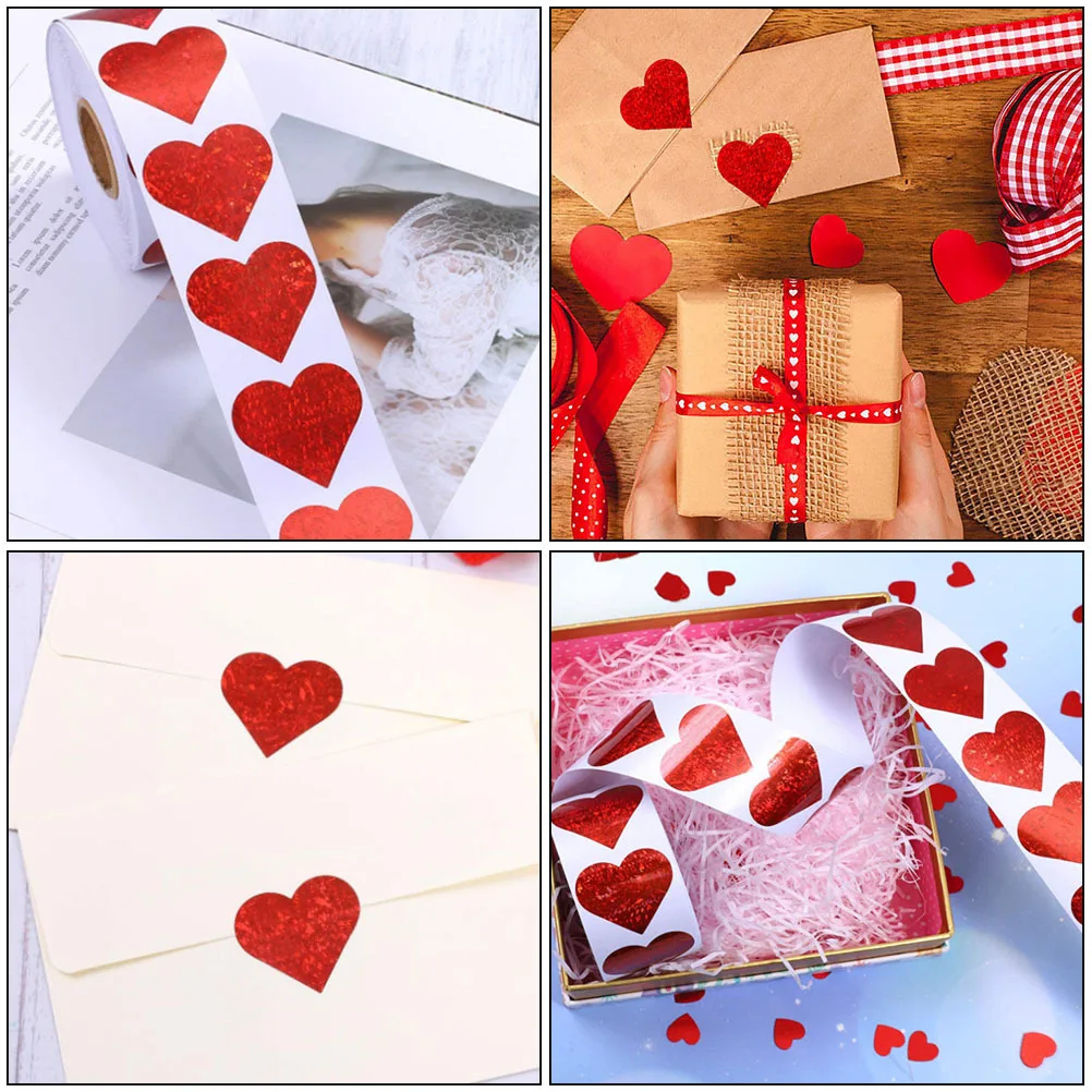 500Pcs Heart Roll Stickers Fine Workmanship Love Themed Adhesive Labels for Wedding Party Scrapbook Handmade Craft Projects