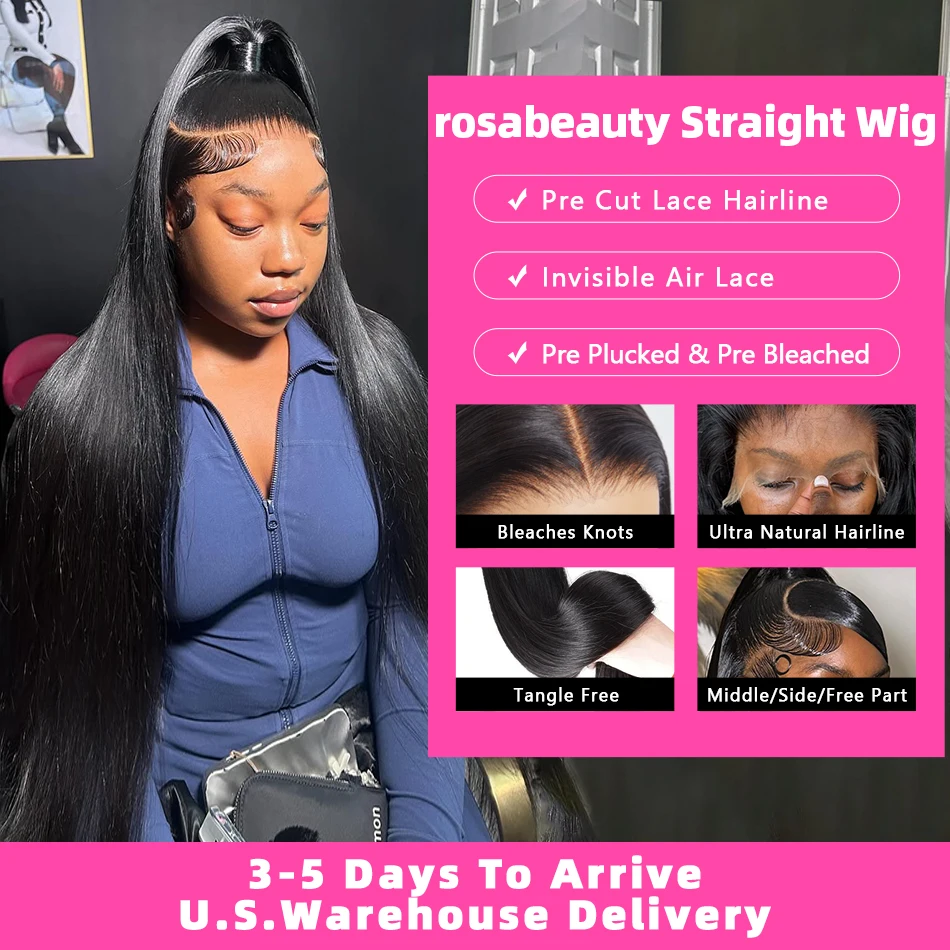 30 40 Inch Straight Lace Front Human Hair Wigs 13x4 13x6 Hd Lace Frontal Wig 220 Density Natural Hairline Remy Hair