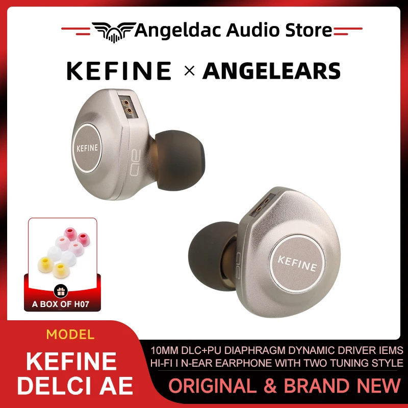 Kefine X ANGELEARS Delci AE 10mm DLC+PU Diaphragm Dynamic Driver IEMs Hi-Fi I n-ear Earphone with Two Tuning Style