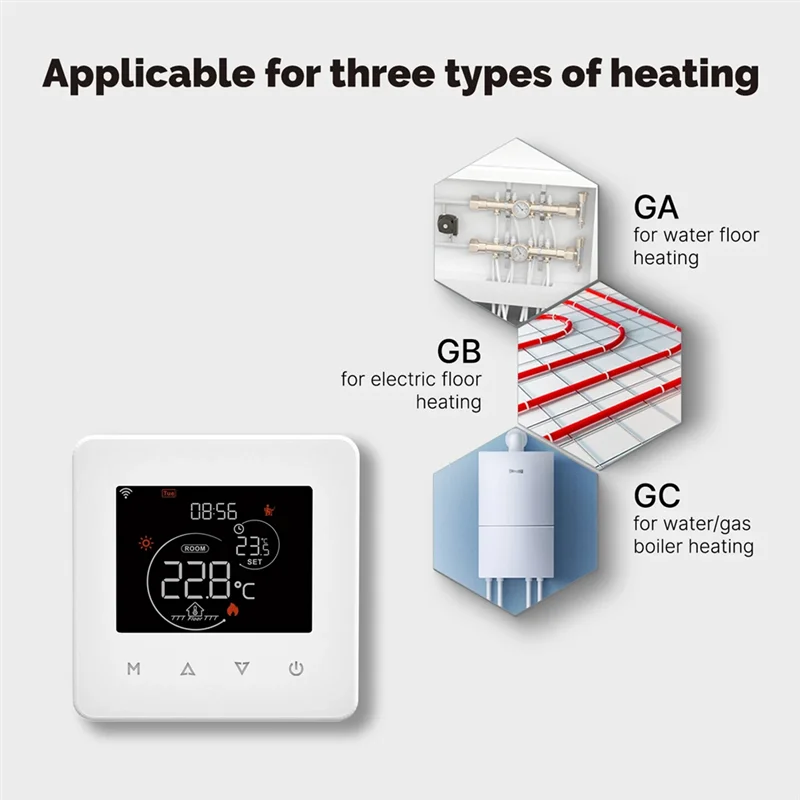 ABJO-Tuya Wifi Termostato Regolatore di Temperatura Ambiente Riscaldamento Acqua/Elettrico a Pavimento Caldaia a Gas Controllo App per Alexa