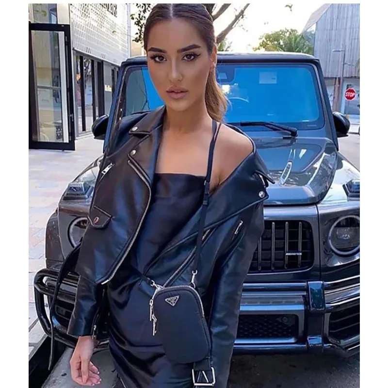 LIBIELIY Herbst und Winter neue Damen Lederjacke Motorrad Reißverschlussjacke Slim Fit Mode Kurzmantel mehrere Farben erhältlich