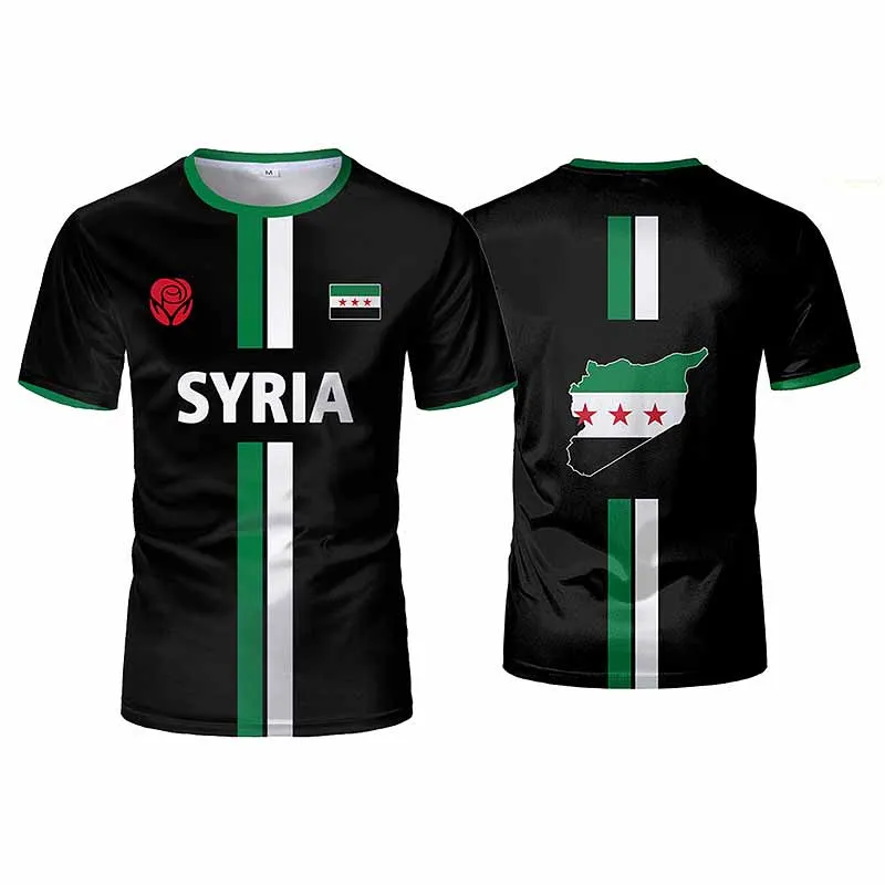 Syria Football Sports T-shirts Men 3d Printed Syrian Graphic Flag Short Sleeves Street Oversized Tees Tops Soccer T-shirts