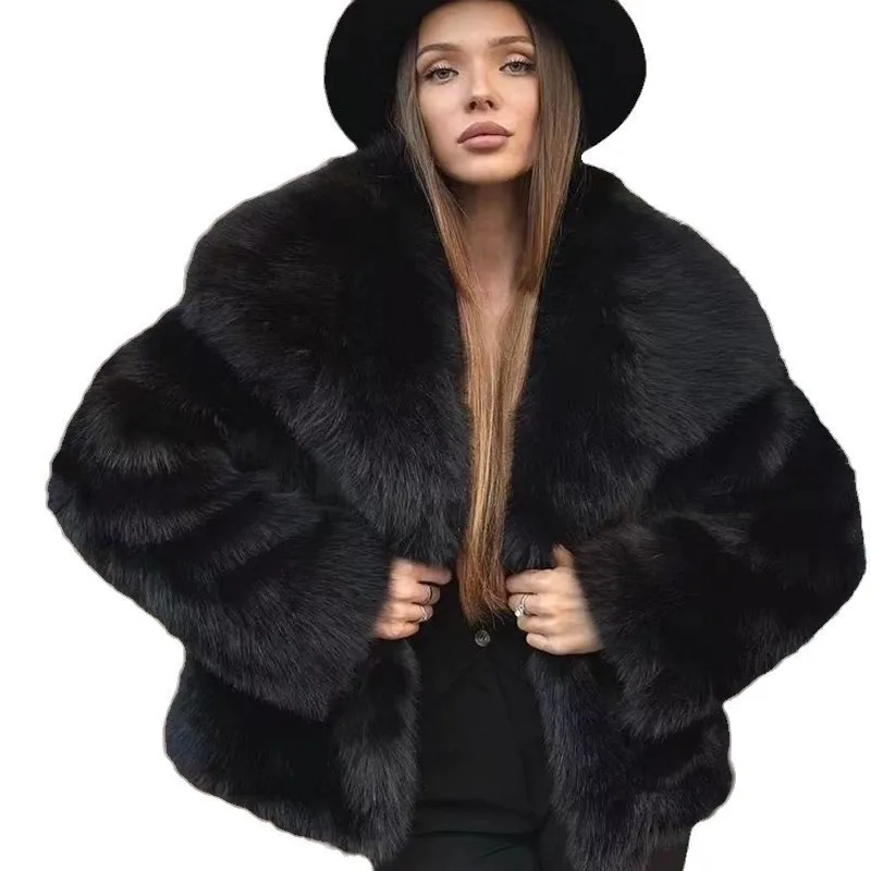 

Ins Women's Big Lapel Street Shot Fluffy Fox Fur Coat Versatile Environmentally Friendly Fur Women's Clothing