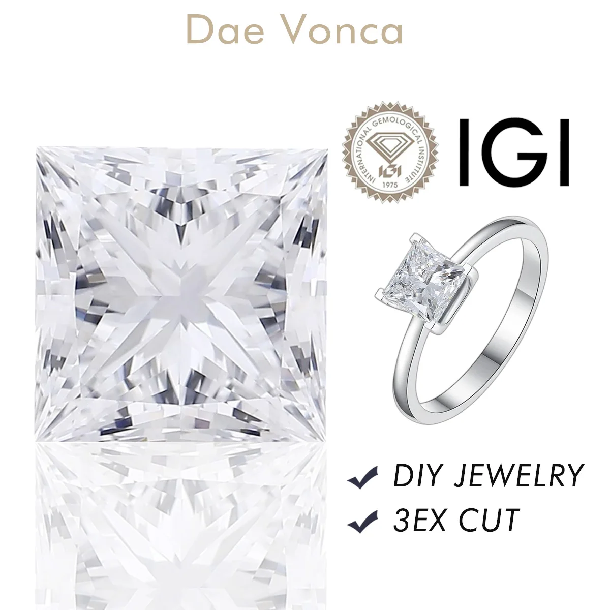 

Princess Cut Lab Created Diamond CVD/HPHT DEF 0.5-3.0ct Loose Diamond VVS1 Real Diamond With IGI Certificate
