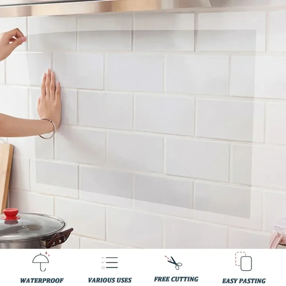 Wall Protector Film Kitchen Oil Proof Wall Sticker Stove Cabinet Heat-resisting Self Adhesive Wallpaper Waterproof Decoration view 5