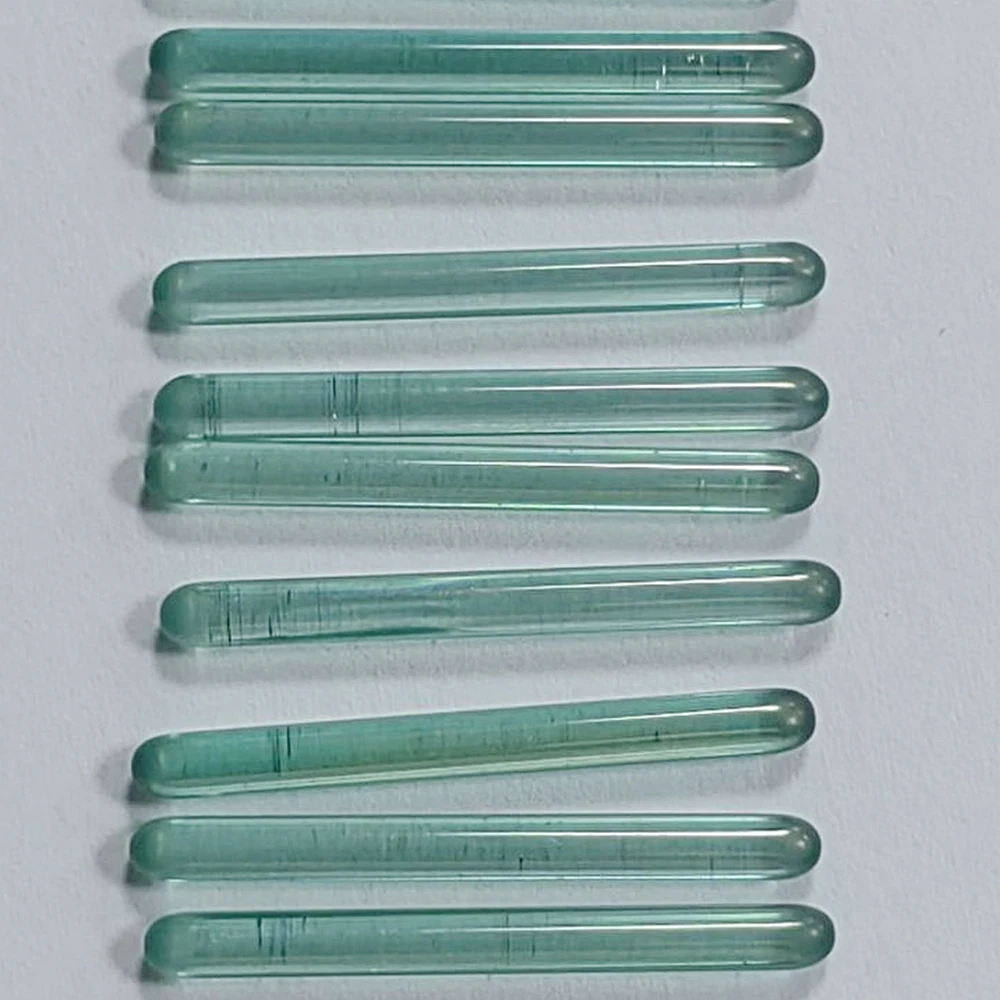 10Pcs Blue‑Green Moissanite Capsule Shape Wire Stop Bar 3×30mm Jewelry Making