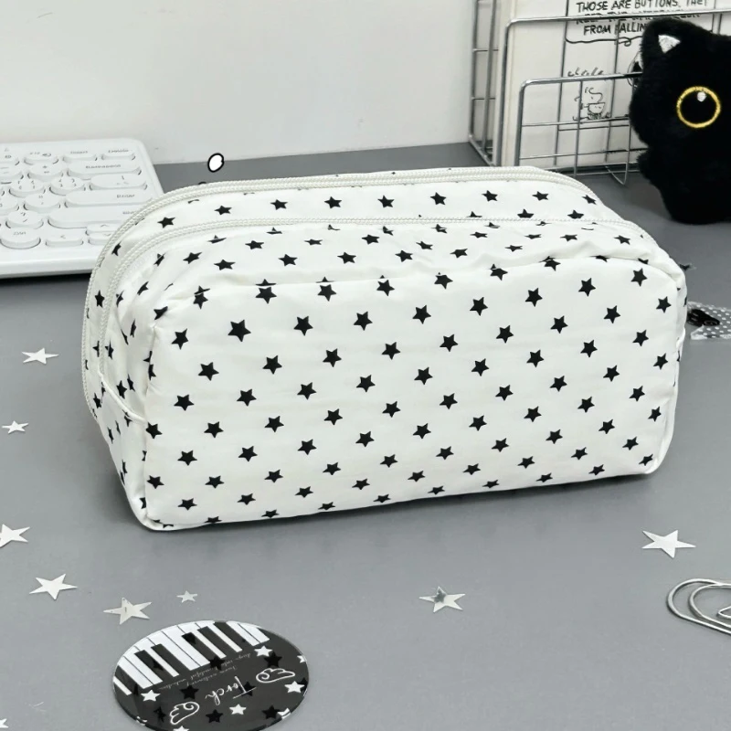 Fashion Cartoon Piano Keyboard Star Dot Print Pencil Case Large Capacity Multi-layer Pen Box Kawaii School Supplies Storage Bag