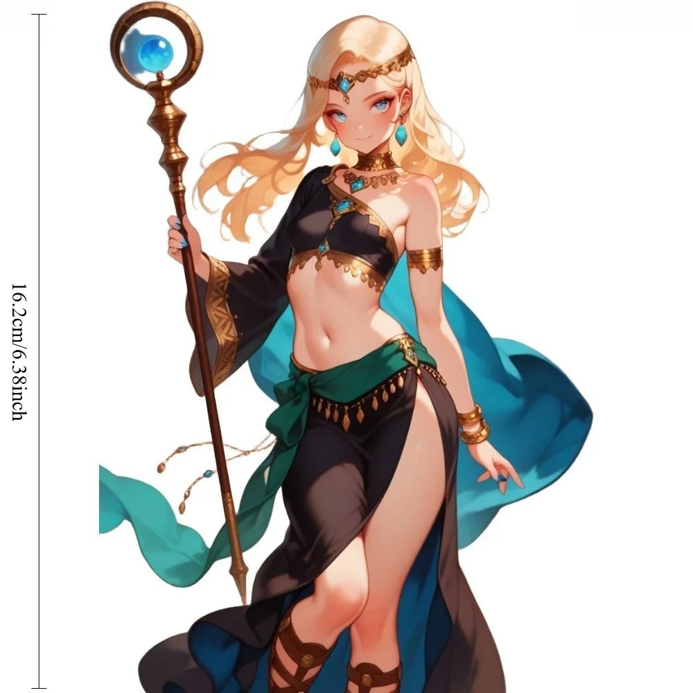 Fantasy Mage Anime Girl Astrid Sticker 16.2cm Waterproof Vinyl Decal Staff Magic Girl Decal for Car Motorcycle Helmet Laptop