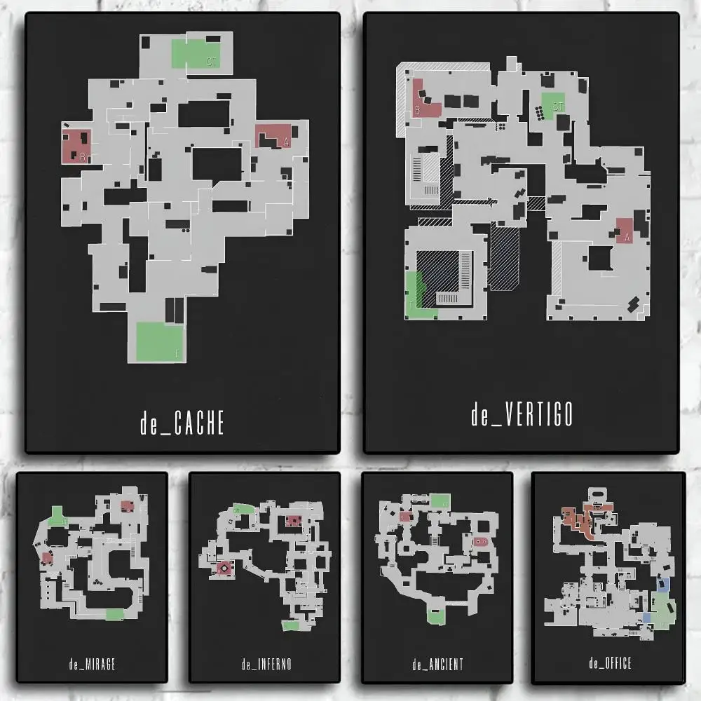 Cool C-cSGO Map Poster Trendy Wall Art Aesthetic Room Decor Print Living Room Bedroom Home Decoration