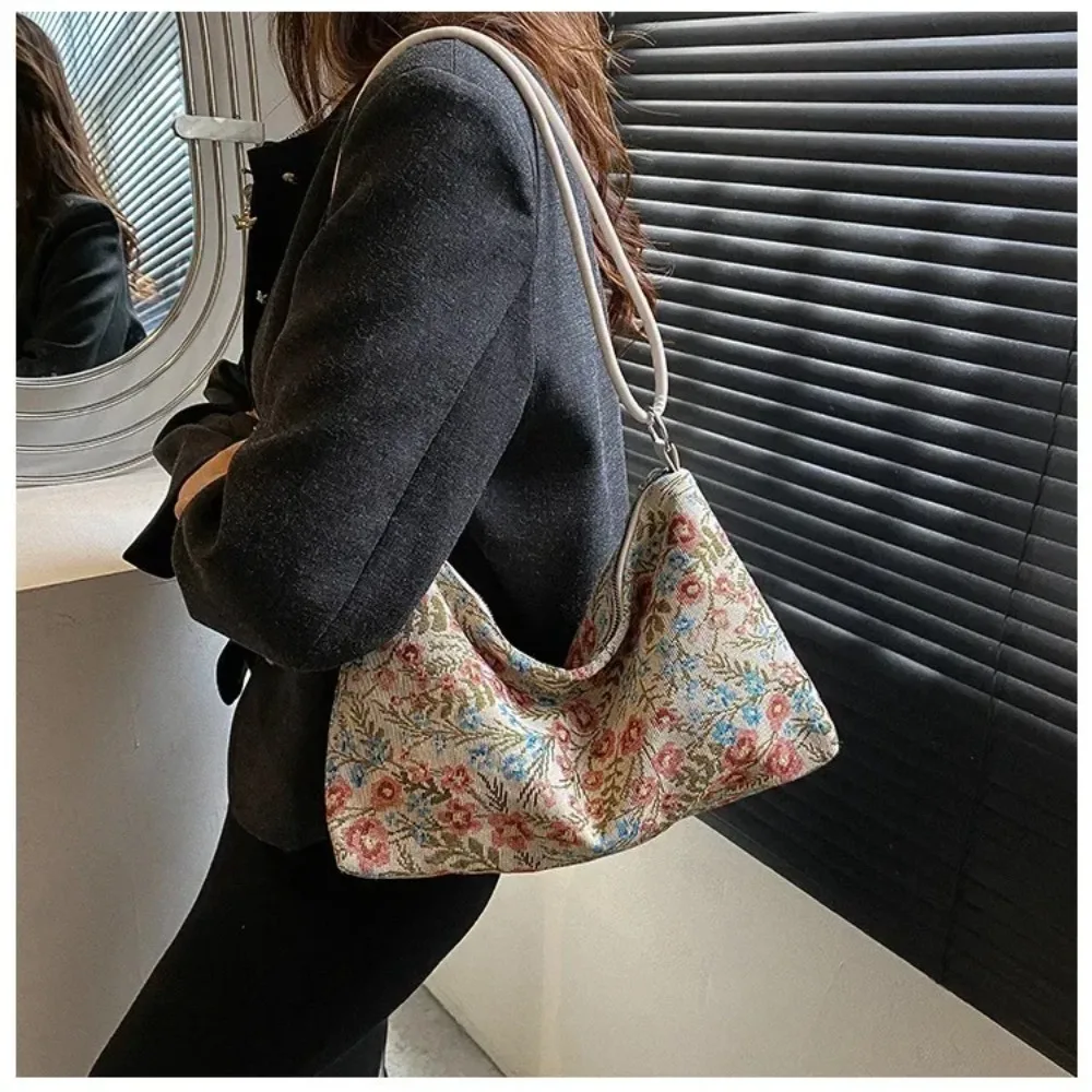 High Quality Vintage Underarm Bag Simple Design Print Tote Bag Large Capacity Shoulder Bag for Women
