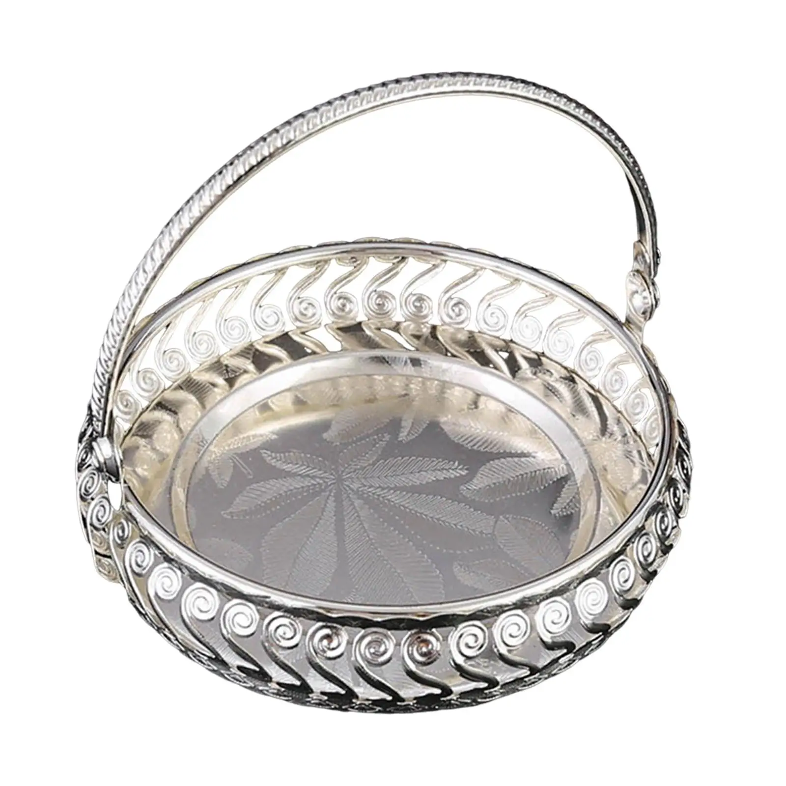 Retro Metal Dessert Serving Tray Embossed Candy Dish Luxury Decorative Table Center for Gifting