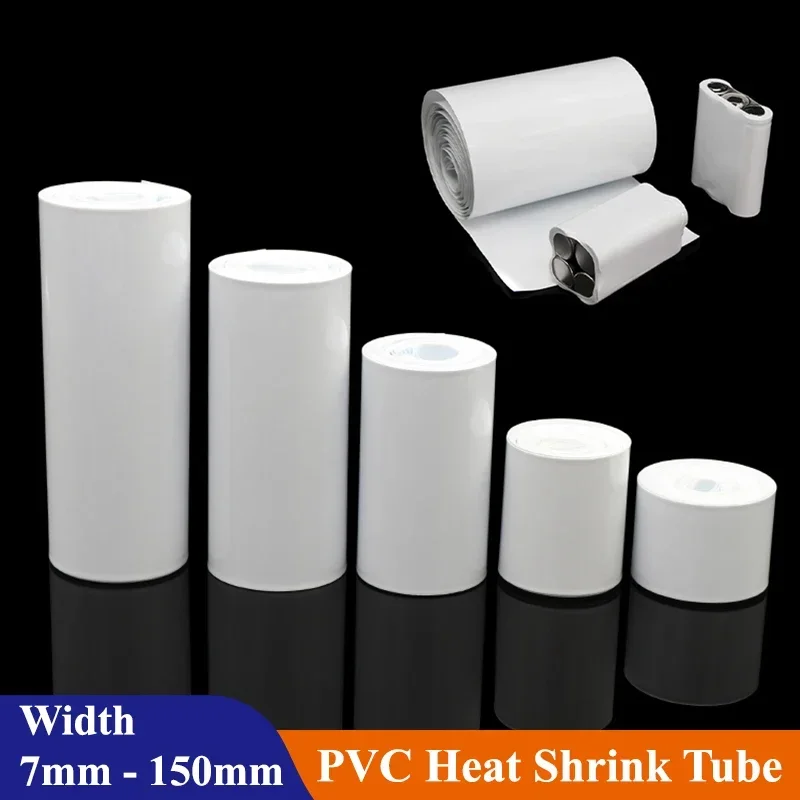 

1/5/20M 18650 Lipo Battery PVC Heat Shrink Tube Pack 7mm ~ 150mm Insulated Film Wrap Lithium Case Protection Cable Sleeve White