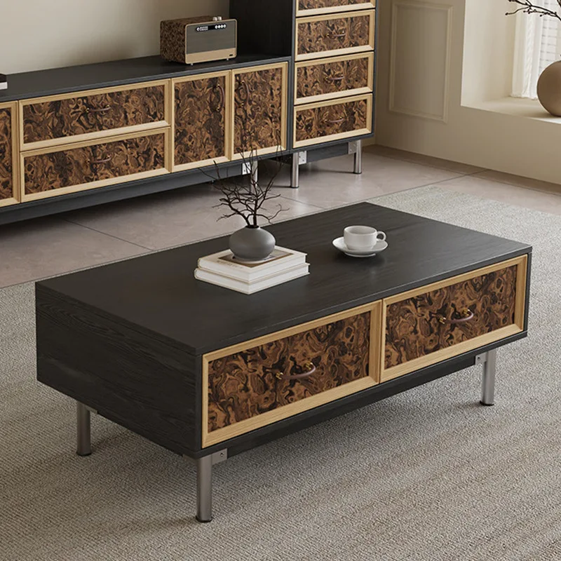 French retro style solid wood Daiying TV cabinet, medium and ancient style coffee table, living room storage and locker integrat