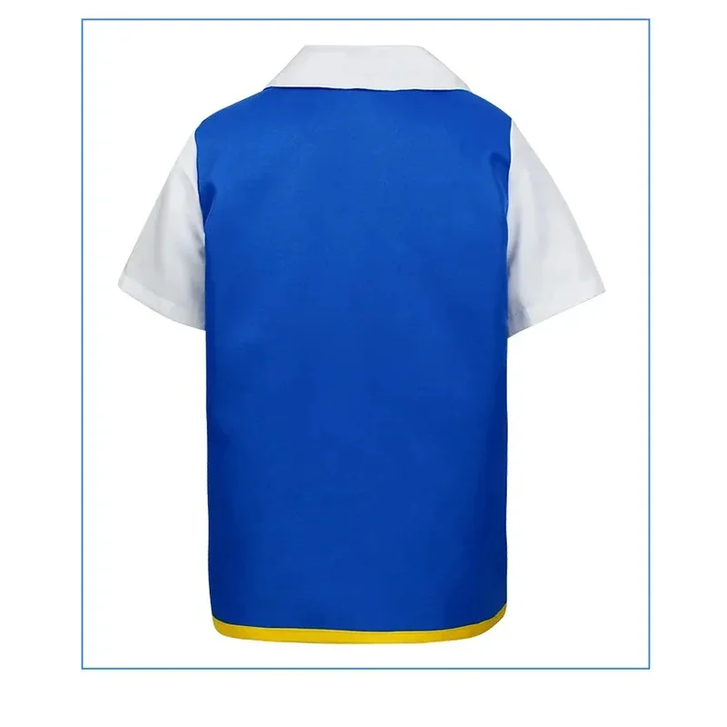 Halloween Cosplay Anime Ash Ketchum Clothes Men Blue Jacket Costume Boys Girls Cosplay for Party Trainer Cap Gloves Set