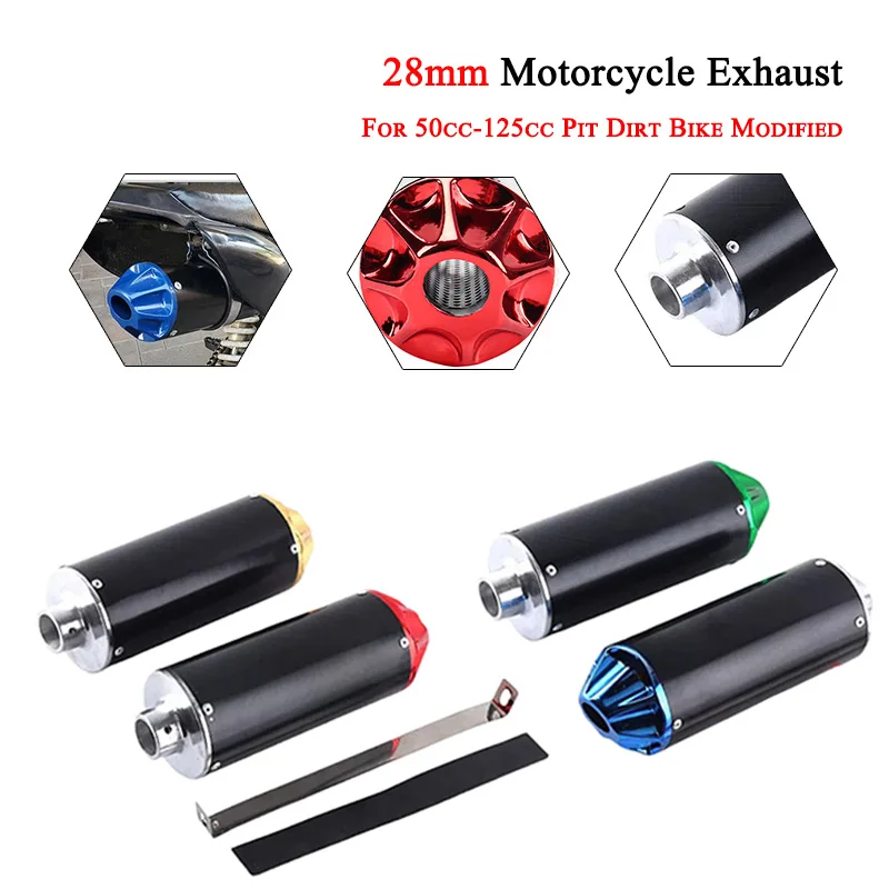 Aluminium 28mm Motorrad-Auspuffschalldämpfer für 50cc-125cc Pit Dirt Bike, modifiziert