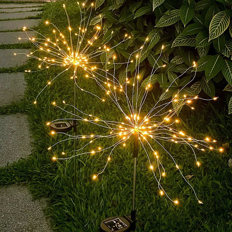 

Solar fireworks light outdoor waterproof led copper wire lantern plug-in light garden decoration atmosphere light