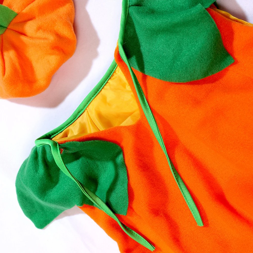 Costume de citrouille d'halloween pour enfants, pour garçons et filles, combinaisons de jeu de rôle sur scène, hauts + chapeau + sac, ensemble de vêtements de fête de carnaval