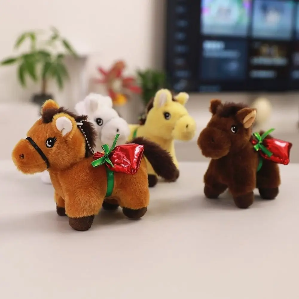 

Chinese Style Vintage Pony Keychain Mascot PP Cotton Cartoon Animal Stuffed Cartoon Comfortable Chinese Horse Keyring