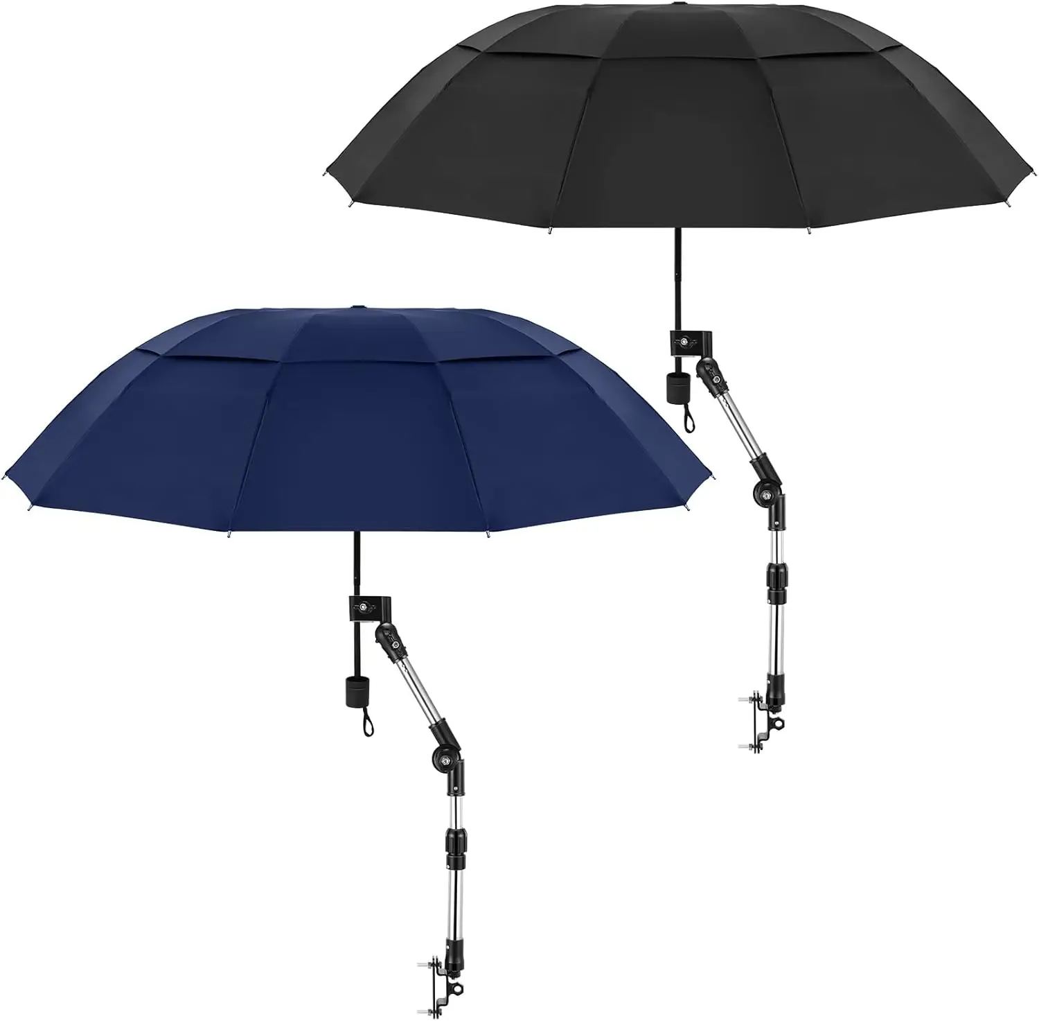 

2 Pack Large Double Canopy Sun Umbrella for Chairs with Square Tube Clamp Foldable Portable Beach