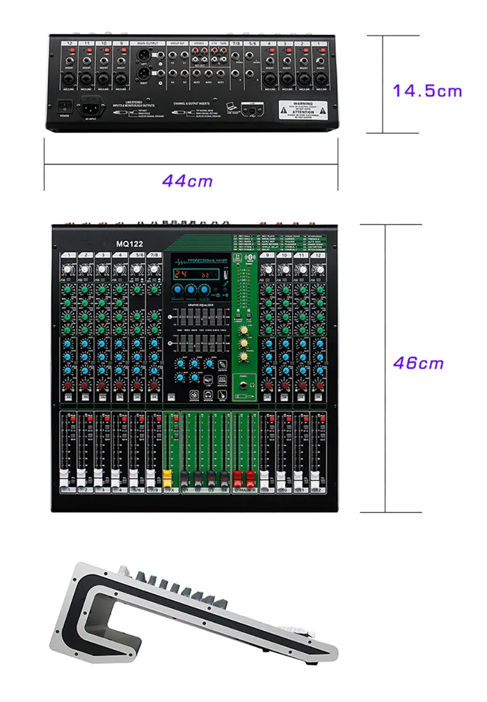 TKG MQ122 12 ช่องกลางแจ้ง 48v Phantom Power USB BT ประสิทธิภาพอุปกรณ์เสียง dj mixer เสียงระบบจีน dj mixer