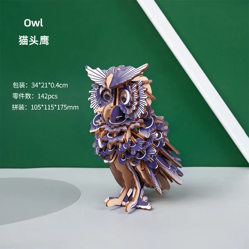 Owl Children 3d Puzzle Wooden Puzzle Toy 3d Game Puzzle Creative Handmade Children's Toys Diy Gifts p108