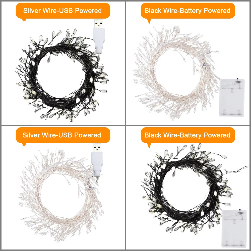 Remote Control Garland Fairy Lights 5V DC LED Firecracker Weaving String Light USB Battery Powered for Wedding Decoration