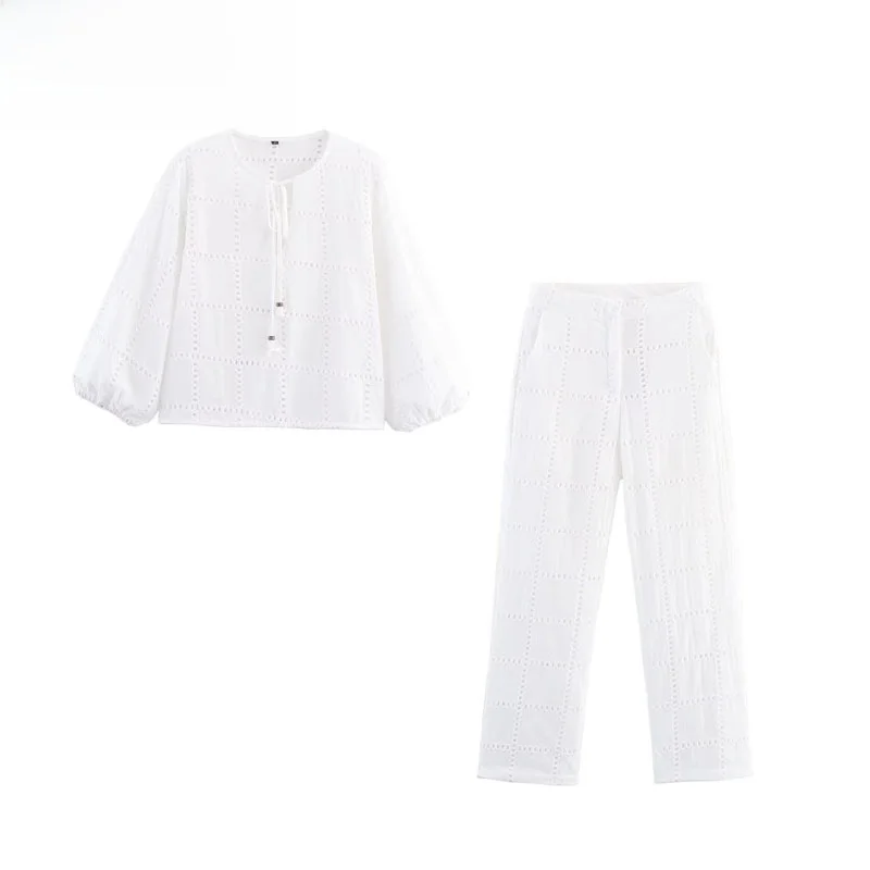 

Осень 2023. Женские брюки с вышивкой и вырезами, комплект уличных брюк Sle Faion Ensemble, длинное свековое волокно из полиэстера...