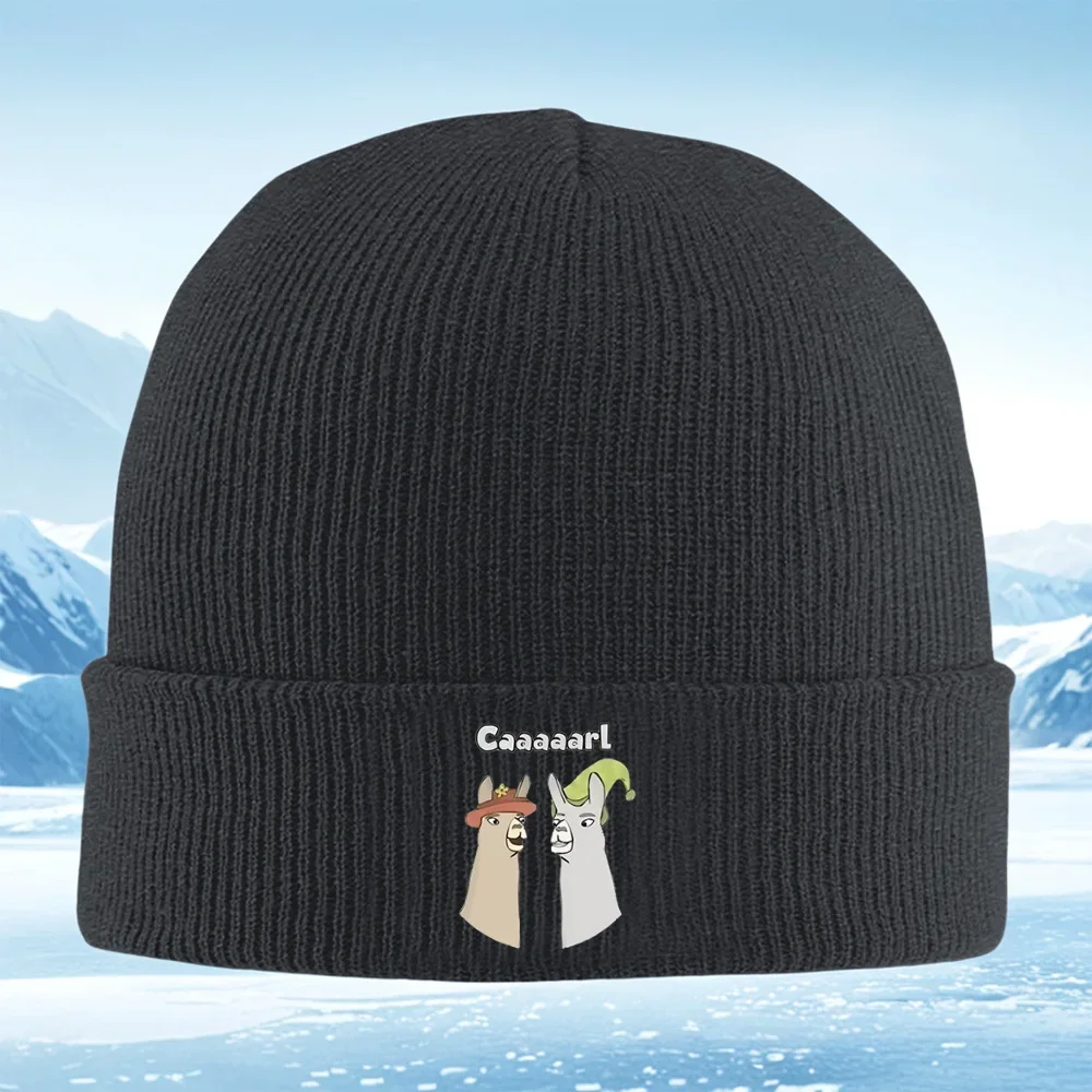 

New Llama cartoon characters wearing hats Men Women Unisex Knitted Hat Beanie Outdoor Cyc