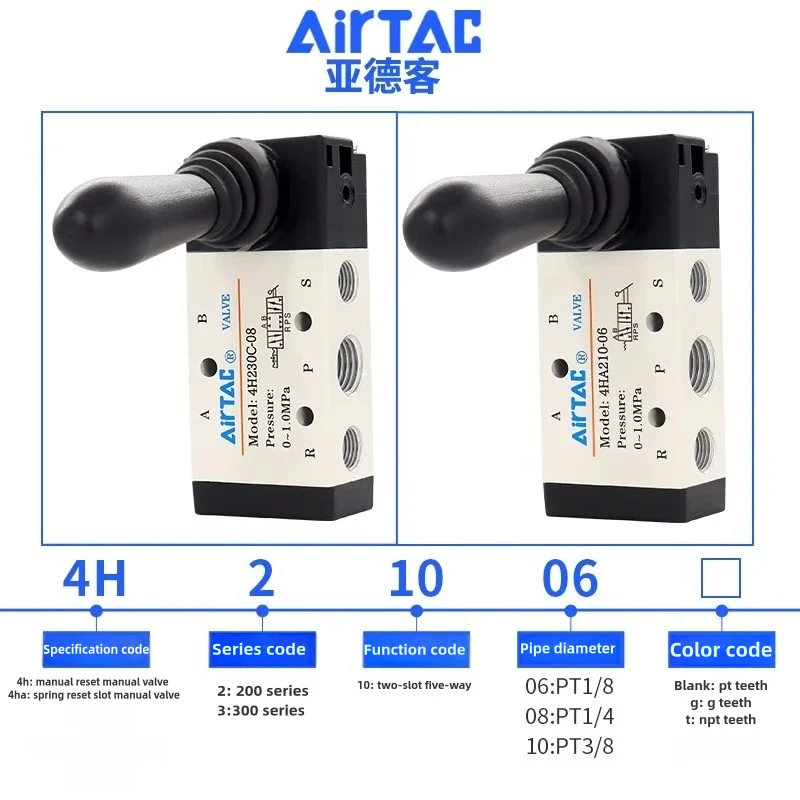 AirTAC Pneumatic manual valve 4H210-08 reversing 4H310 control valve opening and closing mechanical valve