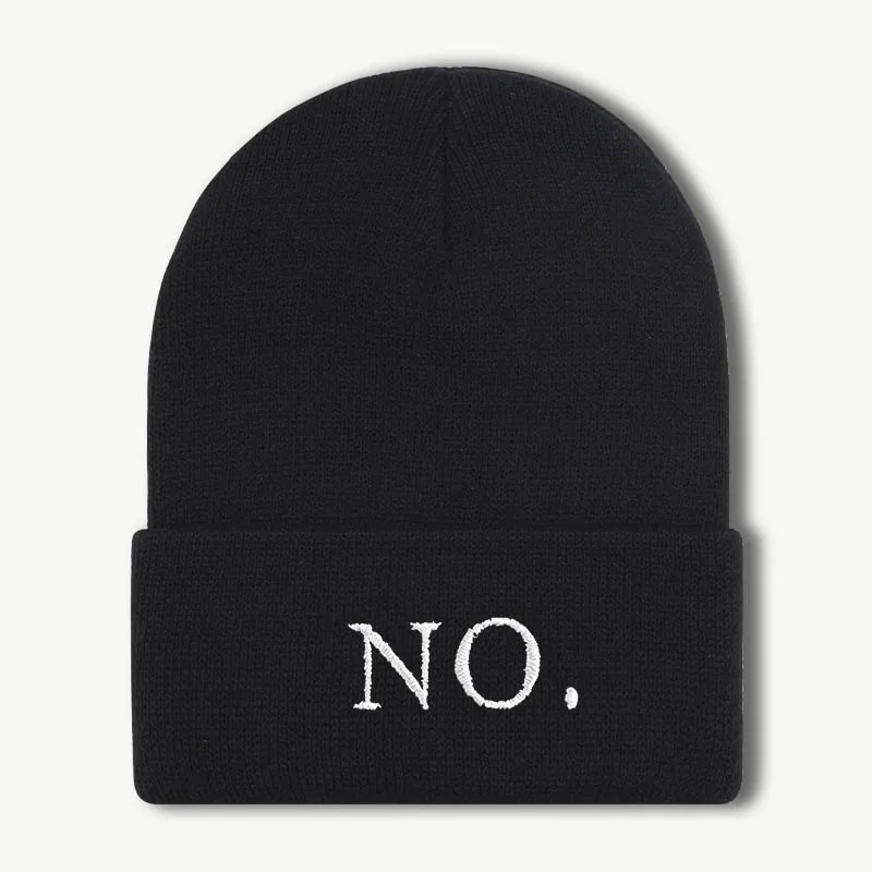 Minimalist No. Slogan-Embroidered Knit Beanie—Soft, Stretchy Beanie Perfect for Thanksgiving,Carnival,Travel,and Hip-Hop Outfits