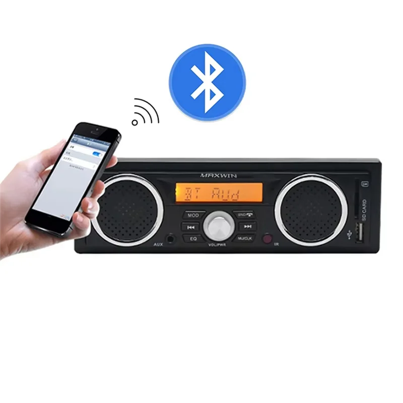 راديو سيارة AB56-1 Din MP3 بلوتوث بدون استخدام اليدين ستيريو سيارة مدمج مع مكبرات صوت تدعم FM USB AUX