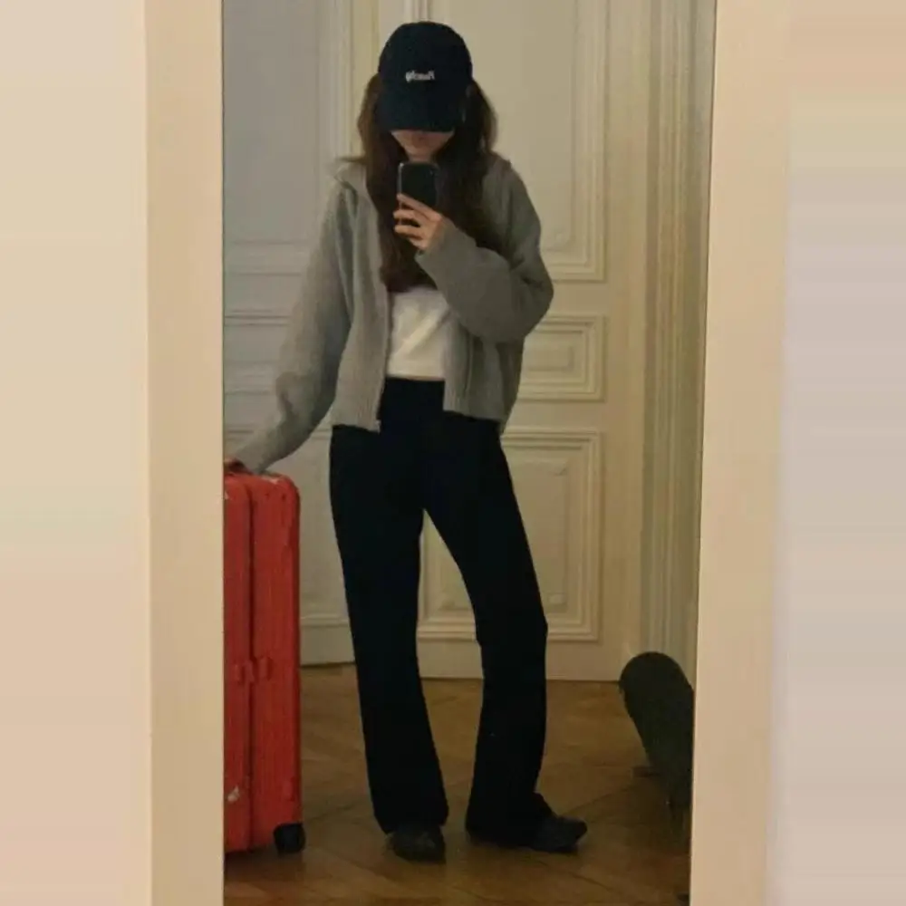 

Брюки женские с высокой талией, прямые, повседневные, Ounce2025, зимние, эластичные, свободного кроя, длинные, в корейском стиле, расклешенные, для женщин