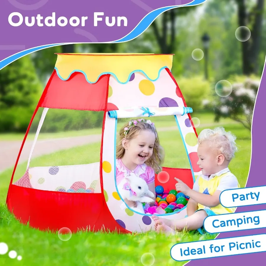 Poteau à balles pour bébé avec 50 balles, tente de jeu Pop-Up pour filles, jouets de princesse pour maison de jeu intérieure et extérieure avec transport Ba