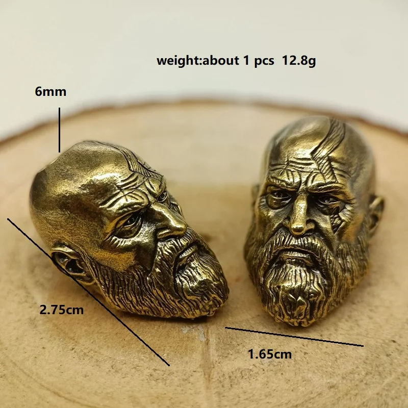 Long Bearded Spartan Warrior Brass Knife Beads EDC Outdoor DIY Paracord Woven Lanyard Pendants Bracelet Charms Jewelry Accessory