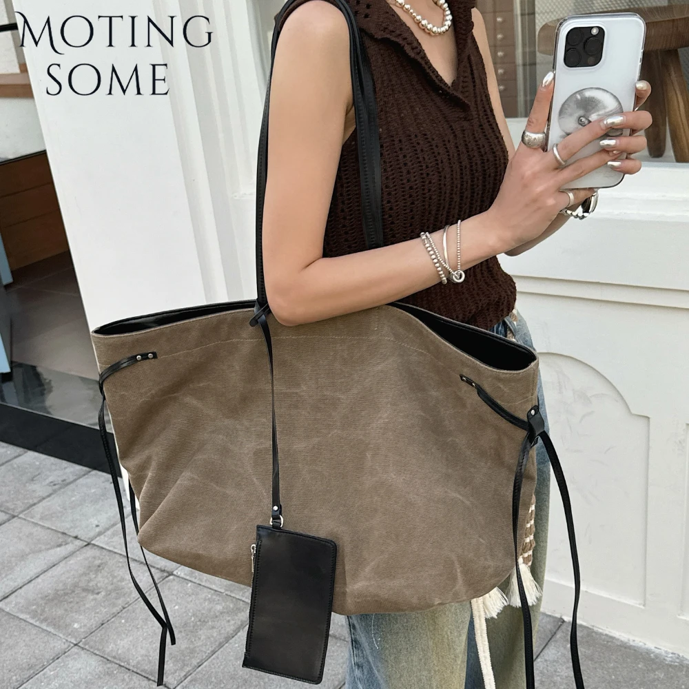 

Motingsome Oversize Casual Tote Woman Bag High Quality Canvas Handbag Large Shopper Bags Fashionable Shoulder Daily Purse 2025