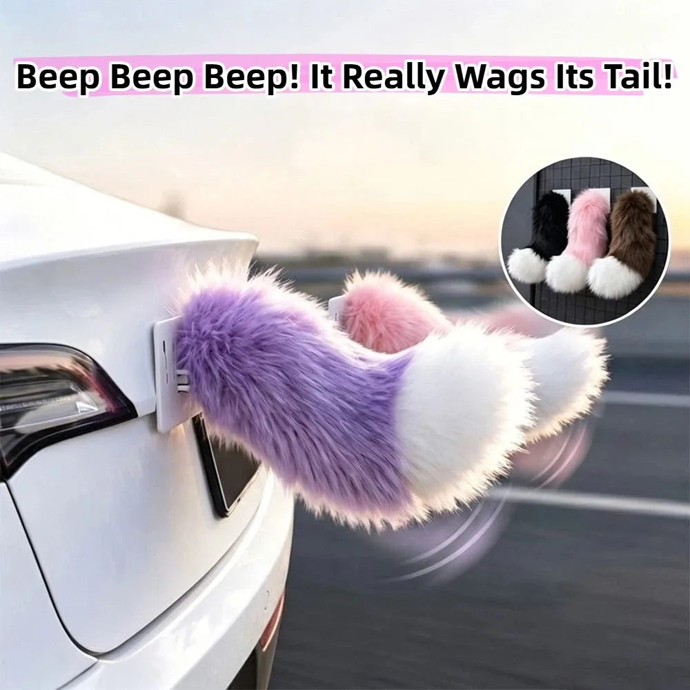 Fluffy Plush Remote Control Wagging Tail Rechargeable Realistic Movement Sound Activated Moving Tail Self-adhesive