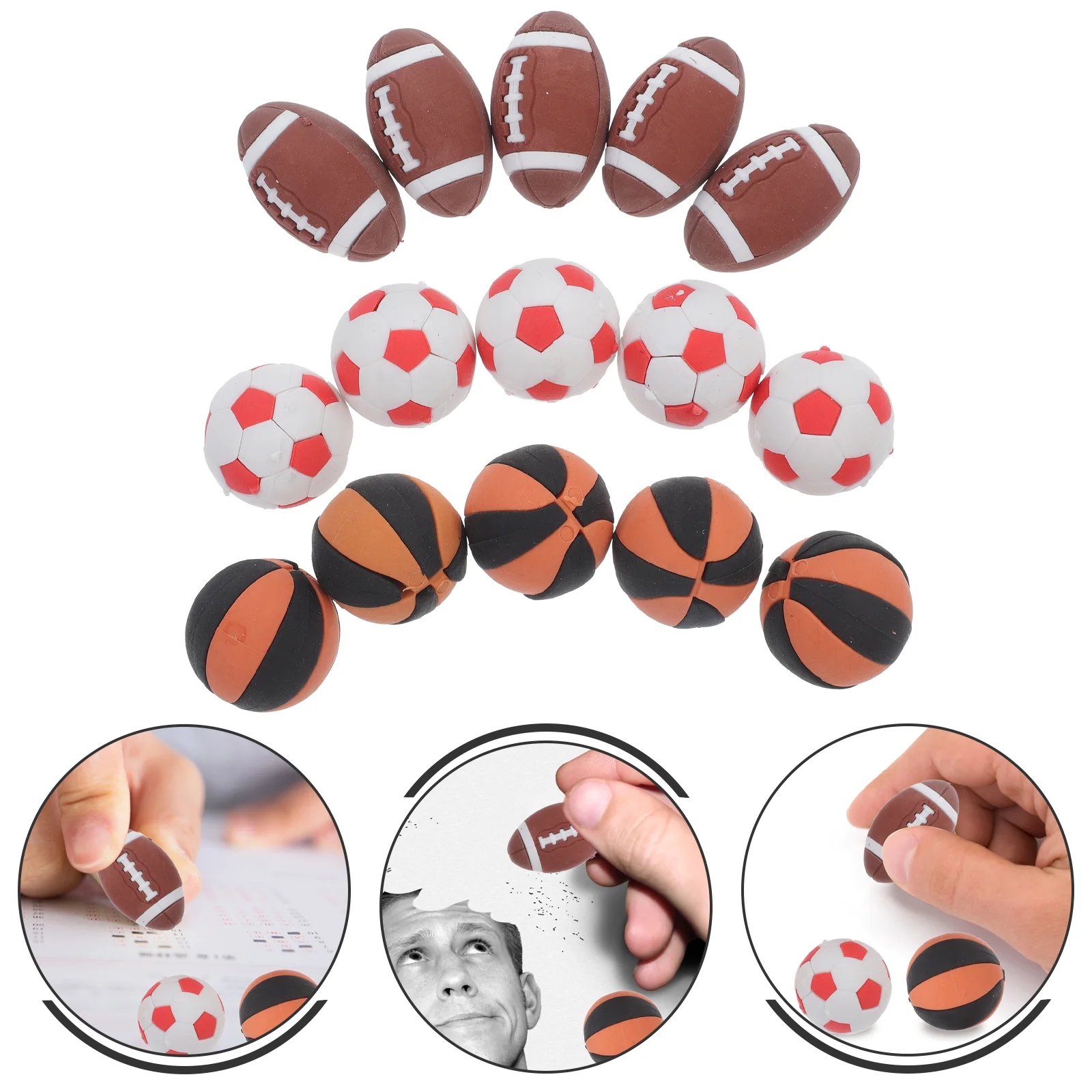 

15 Pcs Ball Eraser Cute Pencil Erasers Portable Household Party Favors Olives Multifunction