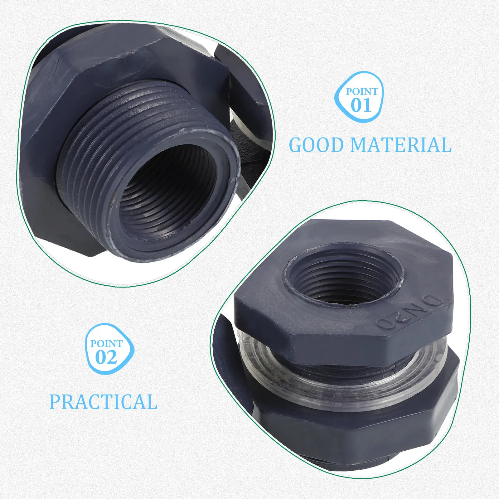 2 Pcs Hose Connector Aquariums Fitting Accessories Water Tank Pvc Pipe Fittings Rain Barrel - view 2