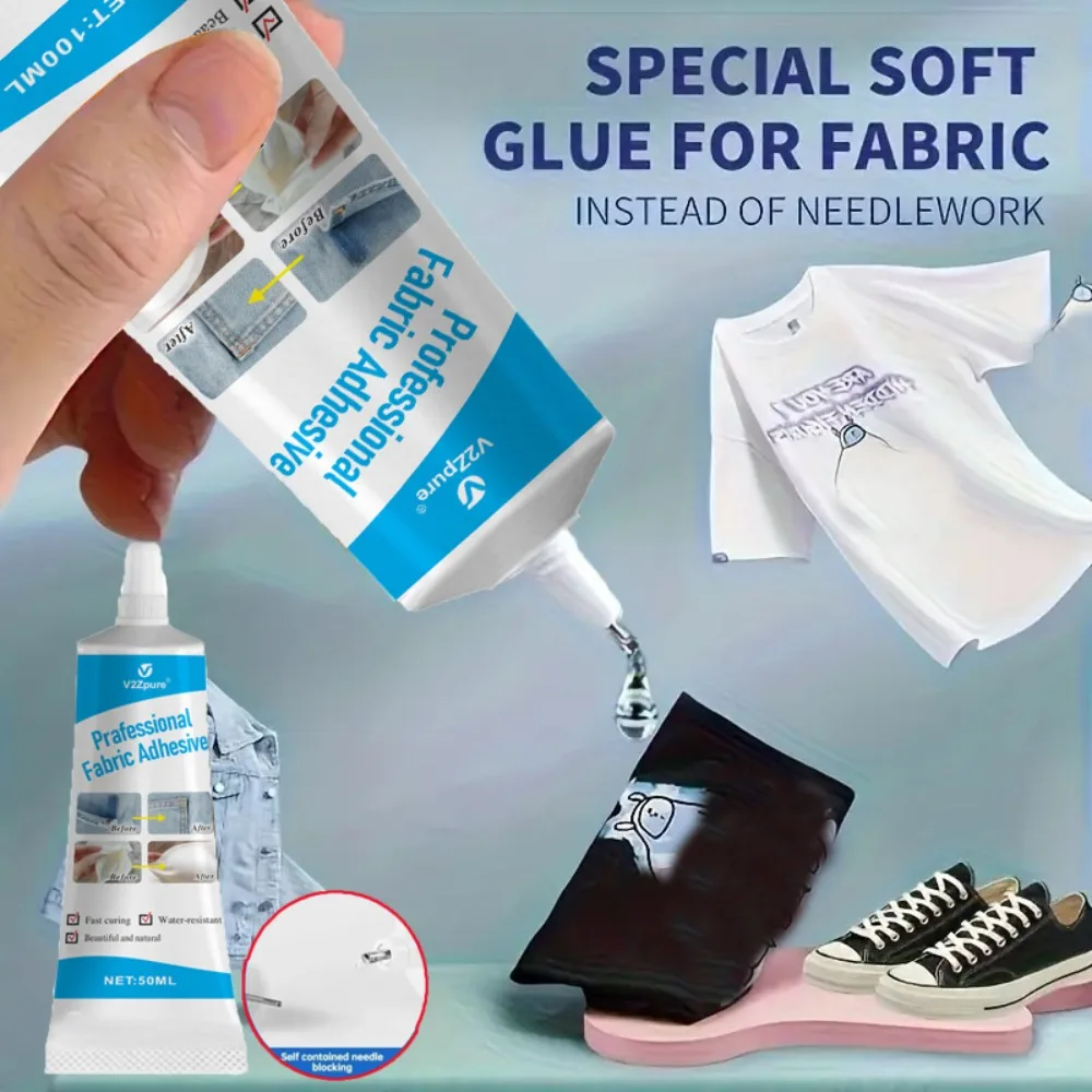 Starker Stoffkleber, Stoffreparaturkleber, Nahtkleber, wasserfestes Mittel, schnell trocknend, zum Verkleben von Kleidung, Textilien, Reparaturwerkzeug