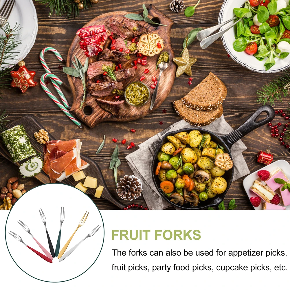

12 Pcs Stainless Steel Fruit Forks 304 Material Lightweight Golden Pink Green Silver Black Colors Suitable Home Restaurant Party