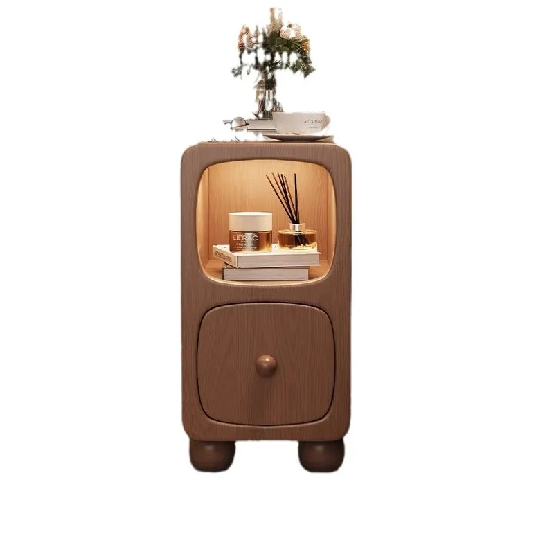 Solid wood bedside table Small apartment bedroom Simple bedside table